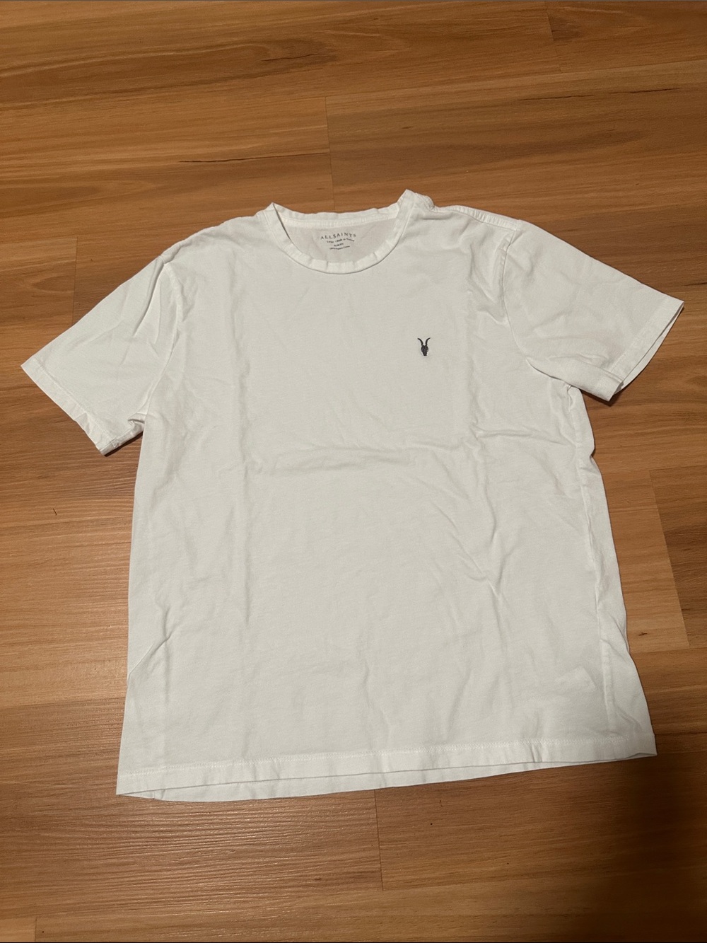 AllSaints White Short-Sleeve Crewneck T-Shirt with Small Logo